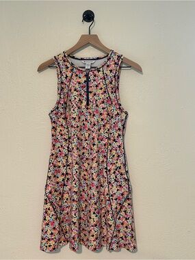 Athleta Ace Floral Quarter Zip Tennis Dress Golf Pickleball Activewear Size S